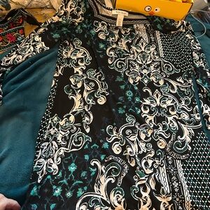 White House Black Market Black and Teal Dress